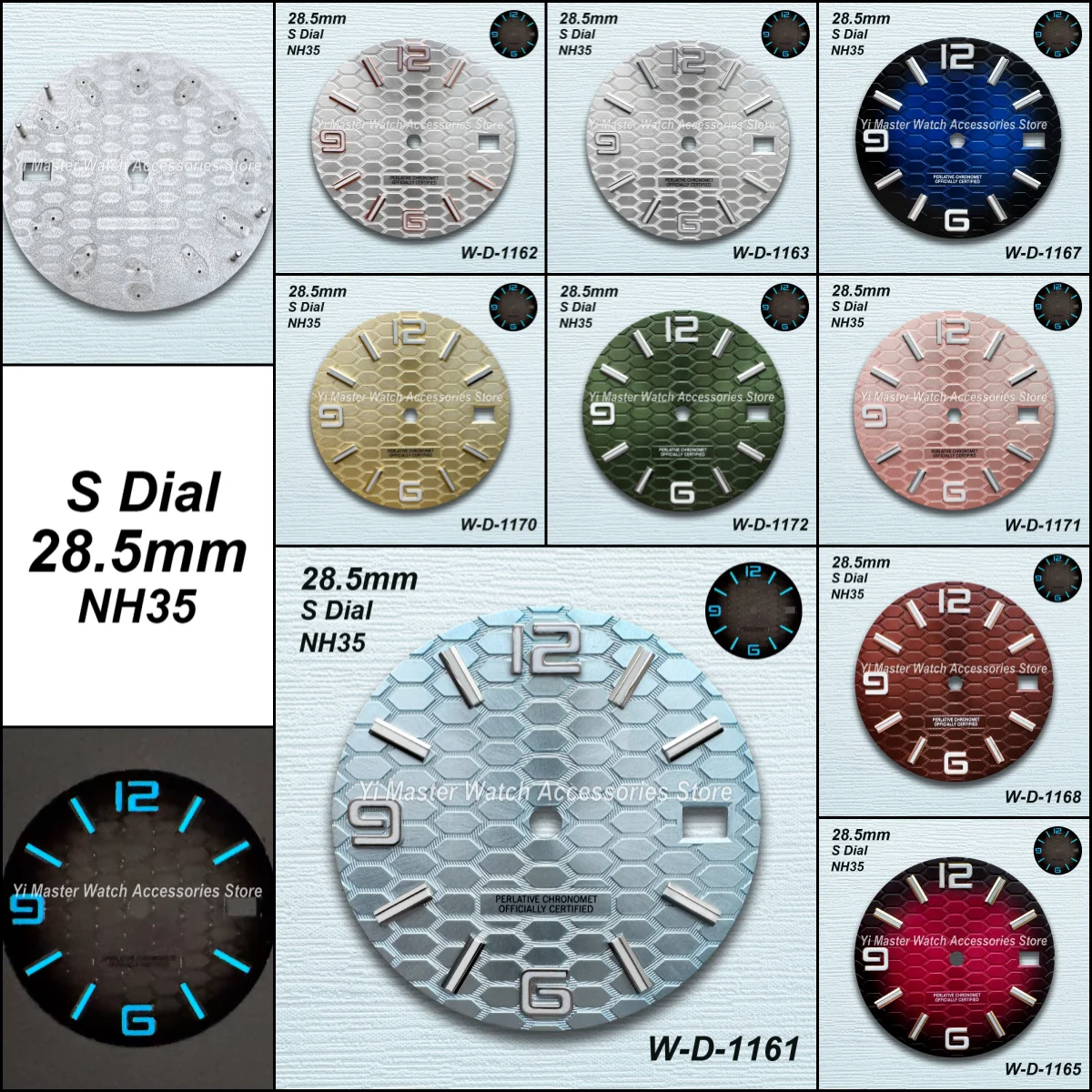 

28.5mm S Logo Diving Dial Fit NH35 Japanese Movement Ice Blue Luminous High-QualityWatch Modification Accessories