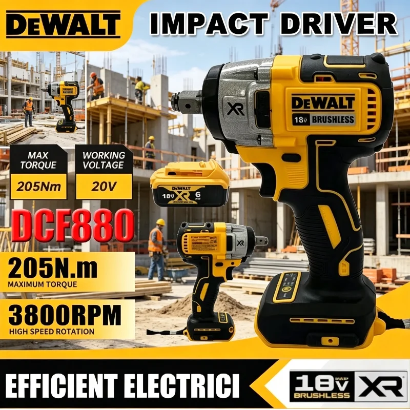 

DEWALT DCF880 Cordless Brushless Impact Wrench 20V with LED Light 3250RPM 205N.m Wireless Power Tool for Home Improvement