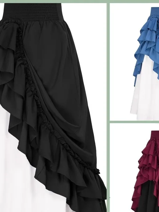 

Elastic Waist Asymmetrical Skirt Street Sle Women's Skirt Pleated Skirt Casual Wear No Slits Other Materials