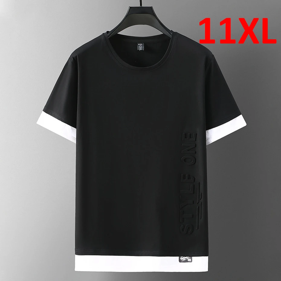 Summer T-shirt Men Plus Size 10XL 11XL Short Sleeve T Shirt Green Fashion Casual 3D Letter Tshirt Male Tops Tees Big Size 10XL