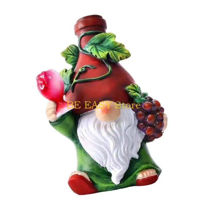 e28f-樹脂ノームフィギュア-ワインとブドウをテーマにしたスウェーデンのトムテス-ドワーフエルフの置物-感謝祭やクリスマスの装飾用