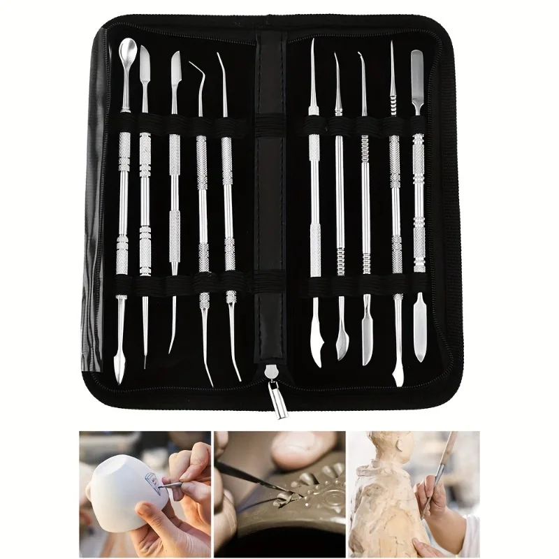 10-teiliges Set Edelstahl-Keramik-Schnitzmesser Kerzen-Schnitzwerkzeuge, Weichknete-Skulptur-Werkzeugset
