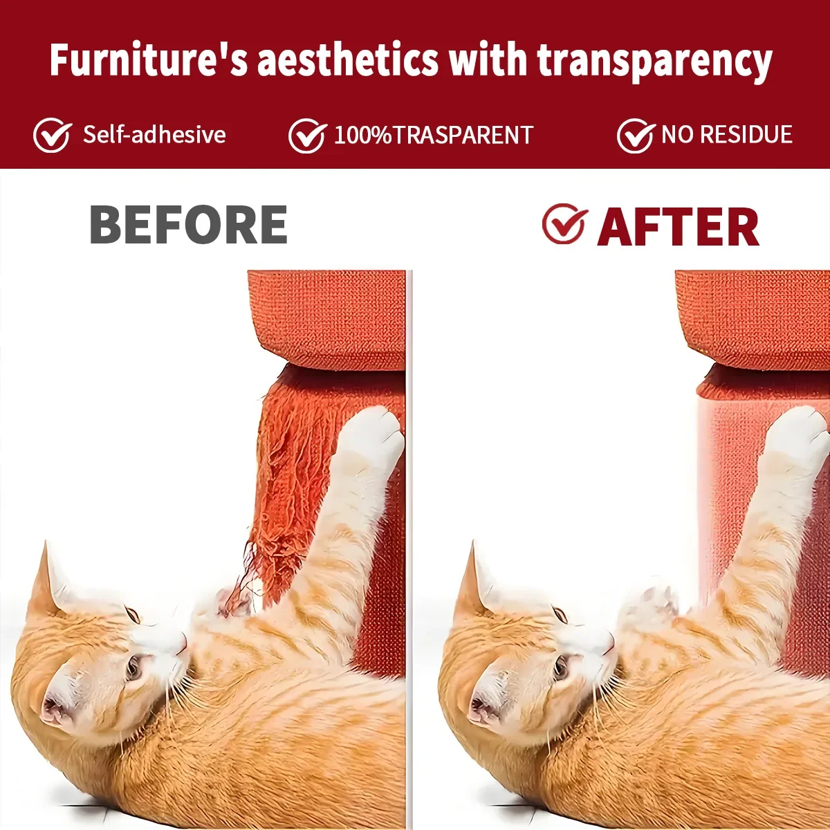 Transparentes, selbstklebendes Kratzabschreckungsband für Katzen, Möbelschutz für Sofa, Haustier-Trainingsaufkleber
