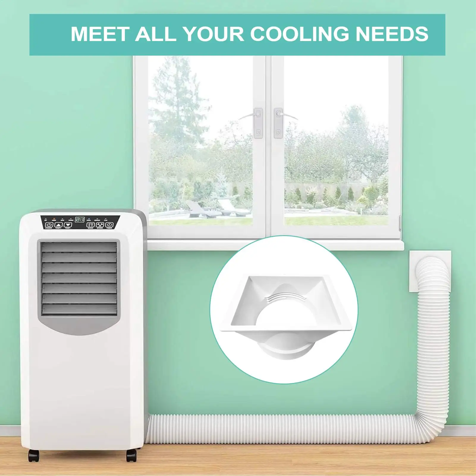 AC Exhaust Duct Hose Adapter AC Ducts Removable Air Conditioner Dual Duct Portable Air Conditioner Window Kit