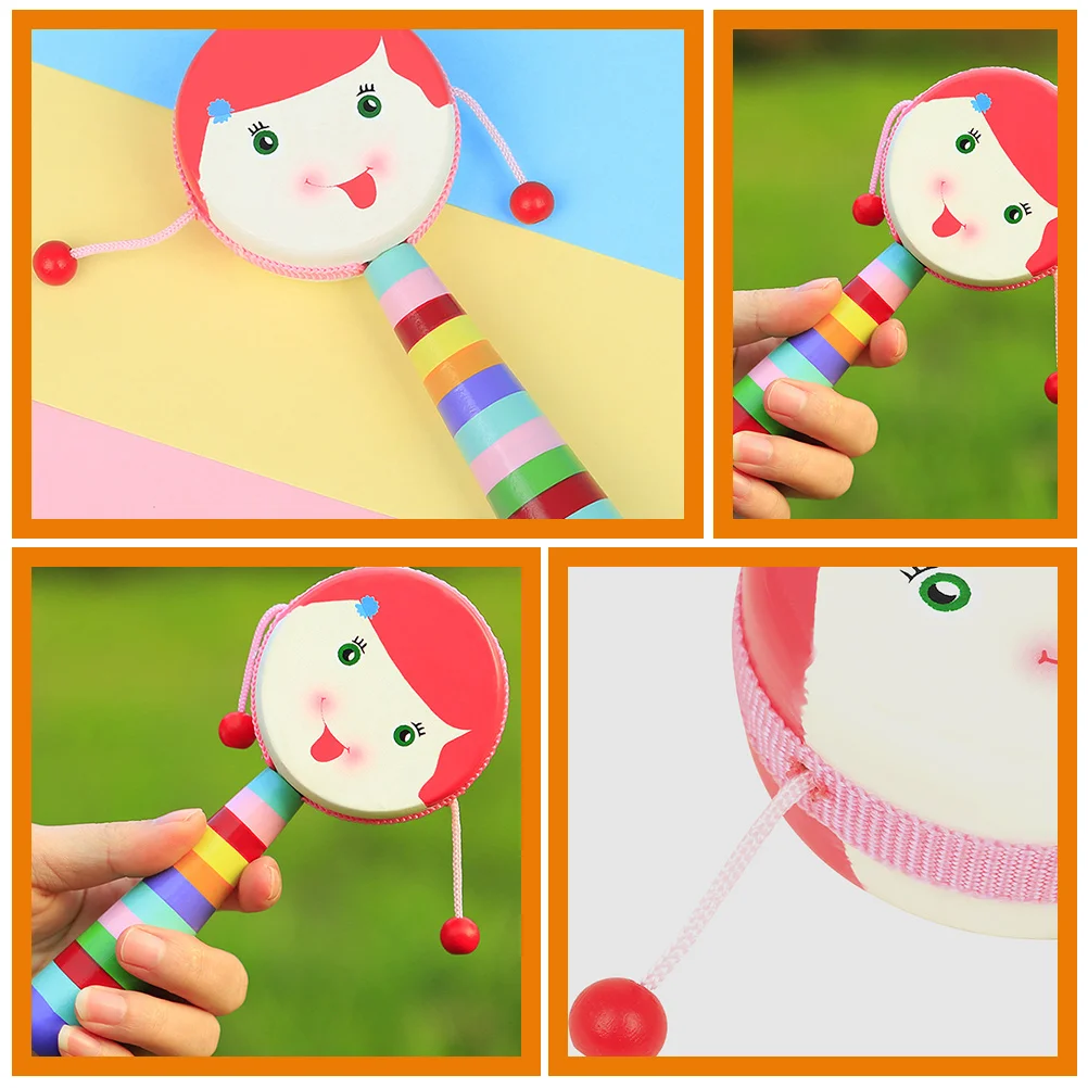 

Wooden Rattle Drum Kids Toys Infant Double Sided Sensory Rattles for Babies Child Baby