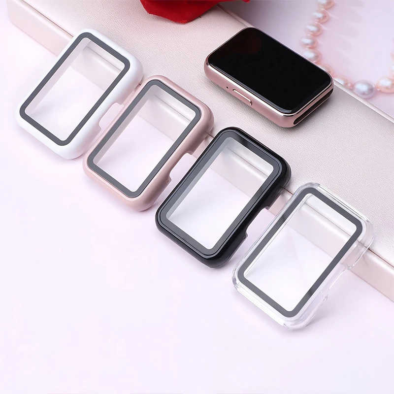 Glas+Hülle für Samsung Galaxy Fit 3, gehärtetes Glas-Displayschutzfolie und harter PC-Schutzrahmen für Galaxy Fit3-Zubehör