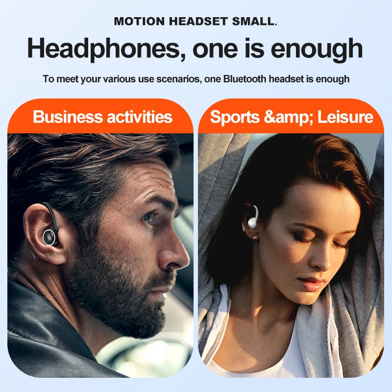 Business Earphone Bluetooth 5.2 Ear Hook Sports Wireless Headphones HIFI Touch Music Headset With HD Mic Waterproof Earbuds