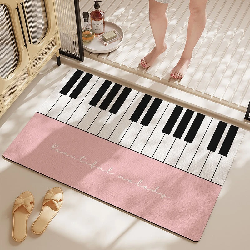 Light Luxury Piano Floor Mat Music Style Door Mat Foyer Entrance Quick Drying Anti Slip Foot Mat Bathroom Accessories Home Decor