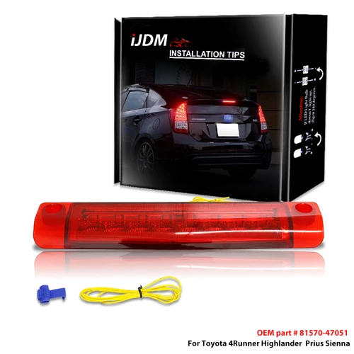 Tercera luz de freno para Toyota 4Runner Highlander Prius Sienna, techo central trasero de montaje alto LED tercer freno con freno de Flash estroboscópico