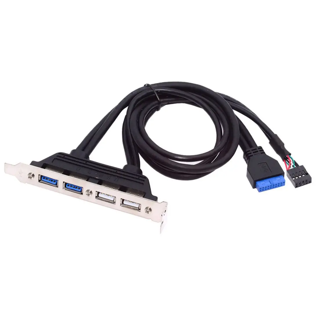 

ChenYang Motherboard 9/10Pin & 19/20Pin to 2 USB 2.0 & 2 USB 3.0 Chassis Back Panel Cable 0.5M with 12cm PCI-E Slot Bracket