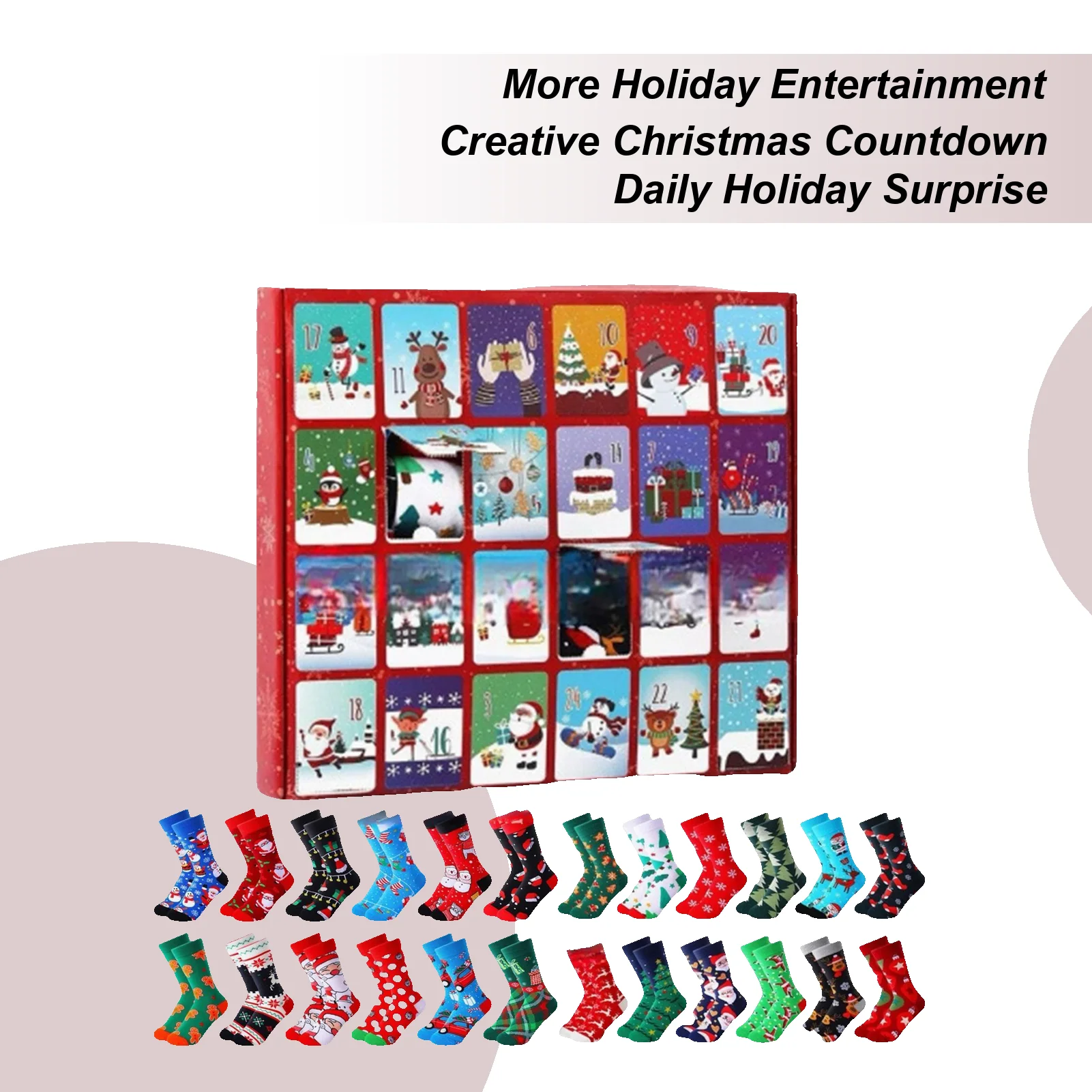 

Рождественская игрушка обратного отсчета, рождественские товары для дома, 24-дневный календарь обратного отсчета, новинка, носки для мужчин, женщин, мальчиков, девочек, молодежи, подростков