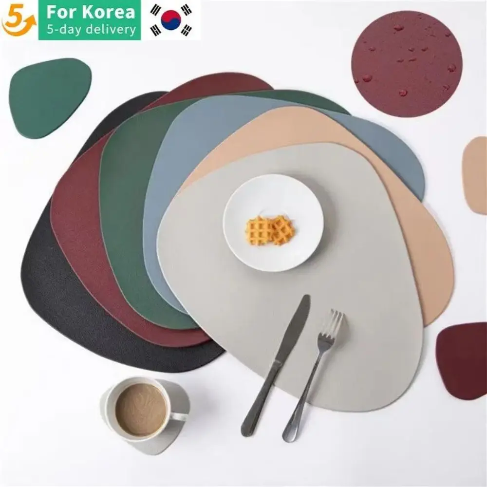 Nordic Style Tableware Pad Placemat Table Mat PU Leather Heat Insulation Non-Slip Simple Placemats Disc Coaster Placemat