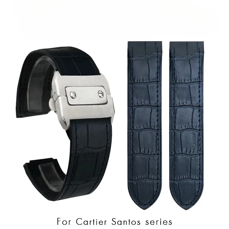 

Для Cartier Santos 100 Мужчины Женщины Santos Клеевой ремень на голову Складной ремешок для часов Натуральный ремешок для часов 23 мм 20 мм
