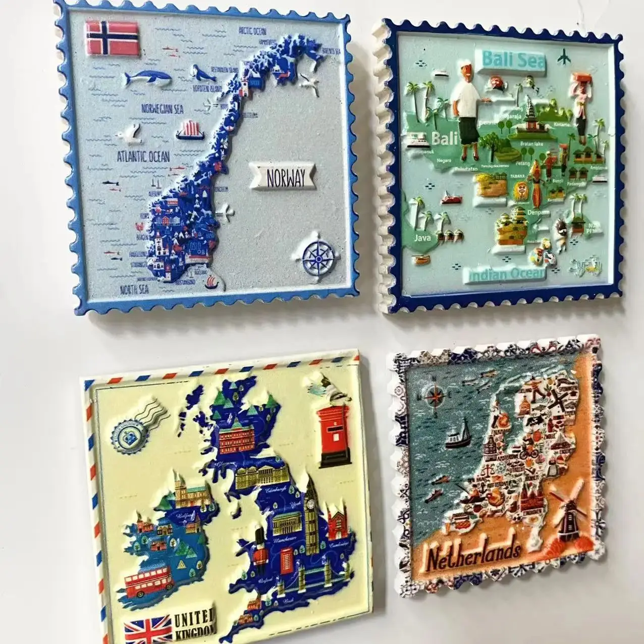 Countries Travel Souvenir Fridge Magnets UK Bali Map Painted Magnets Gift Gifts