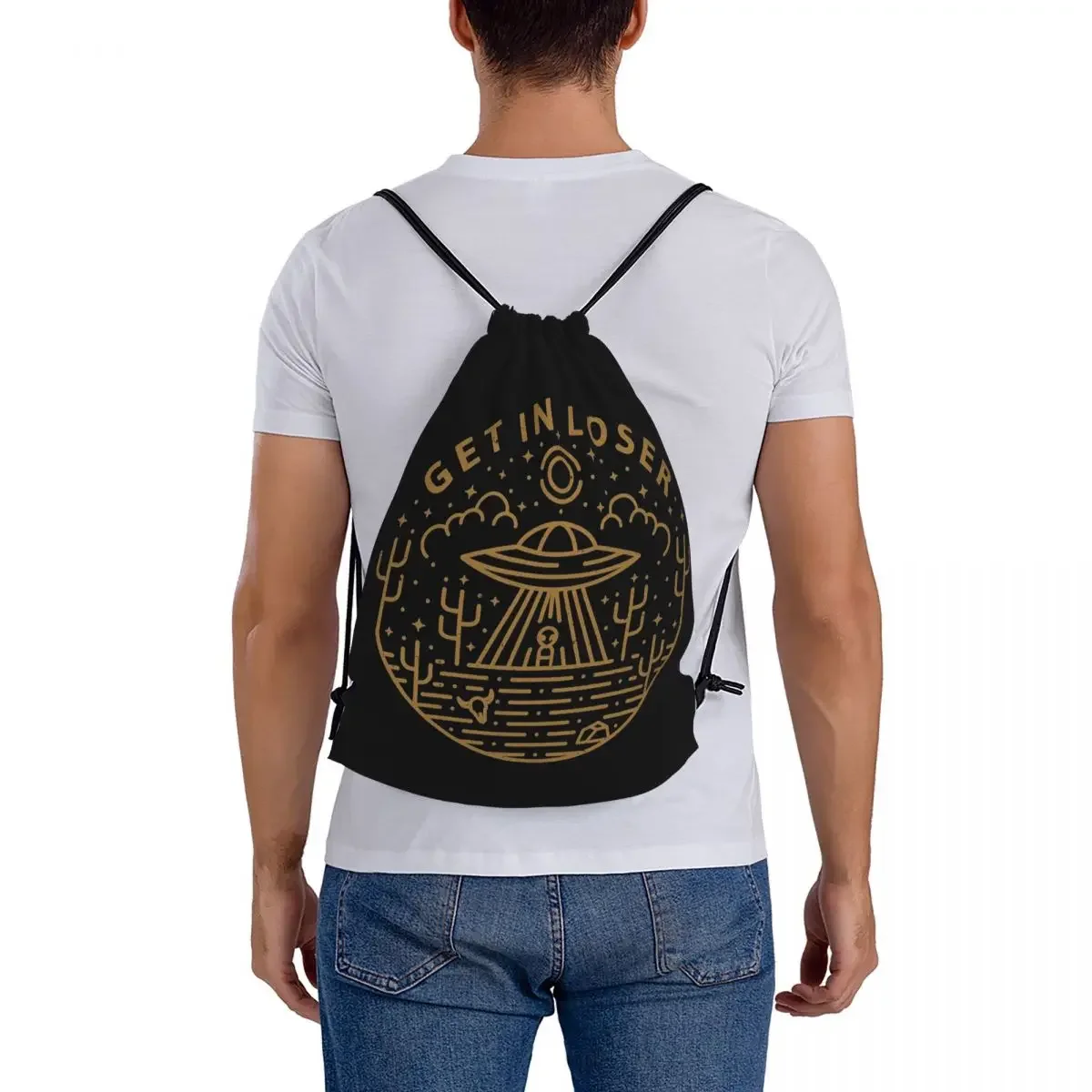 Mochilas casuais portáteis para homens e mulheres, sacos de cordão, bolso do pacote, saco de diversos, bookbag, escola, Get in Lover