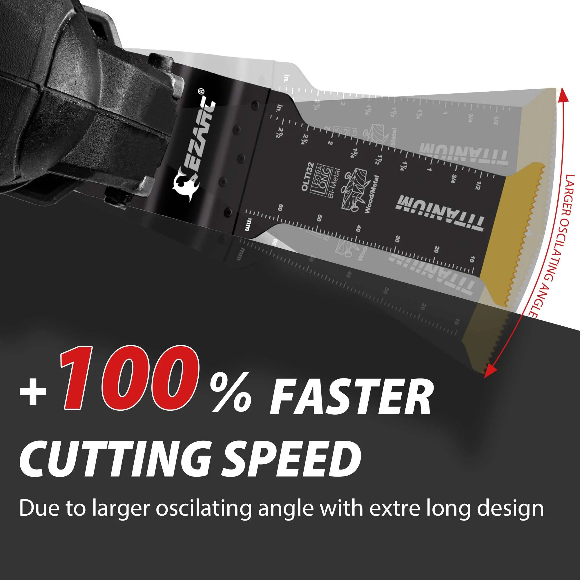 EZARC 3 ชิ้น Extra - Long Reach Oscillating Saw Blade, Titanium Oscillating Multitool Blades สําหรับโลหะ, ไม้เล็บ, สกรูตัด