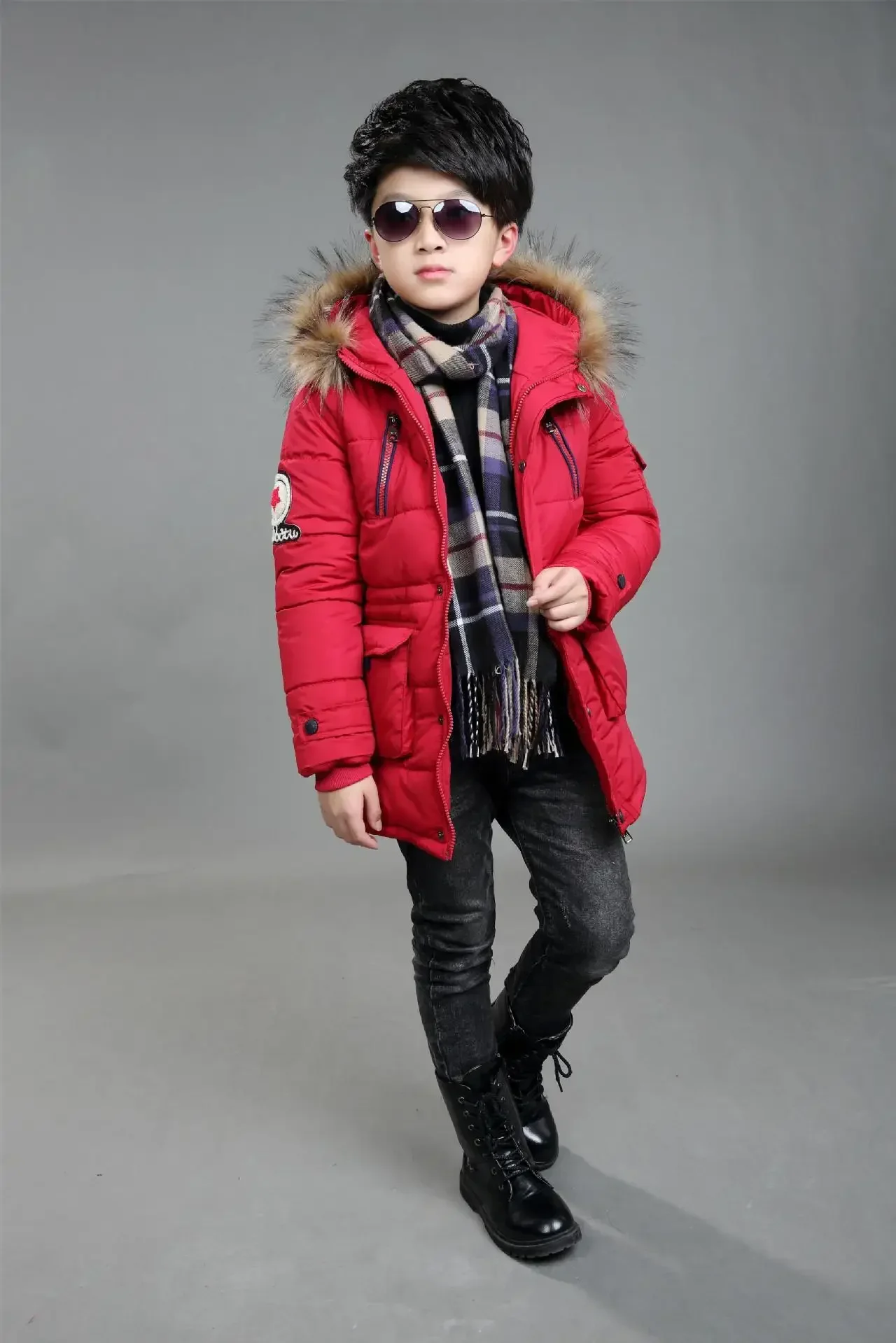 New Winter Children Boys Jacket Hooded Down Cotton Thick Warm Boys Parka 4 6 8 10 12 Years Kids Outerwear Coat