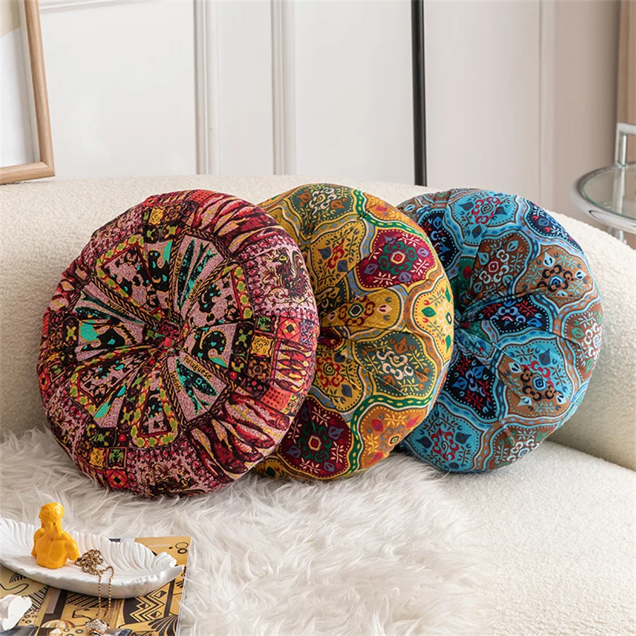 Floor Pillow Round Large Pillow Seating Meditation Pillow Inserts Bohemian Cushion Mandala Circle Cushion for Indoor Outdoor