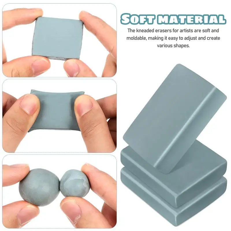 12Pcs Kneaded Erasers Soft Moldable Erasers Block Eraser Kneadable Moldable Art Drawing Sketch Plasticine Painting Stationery