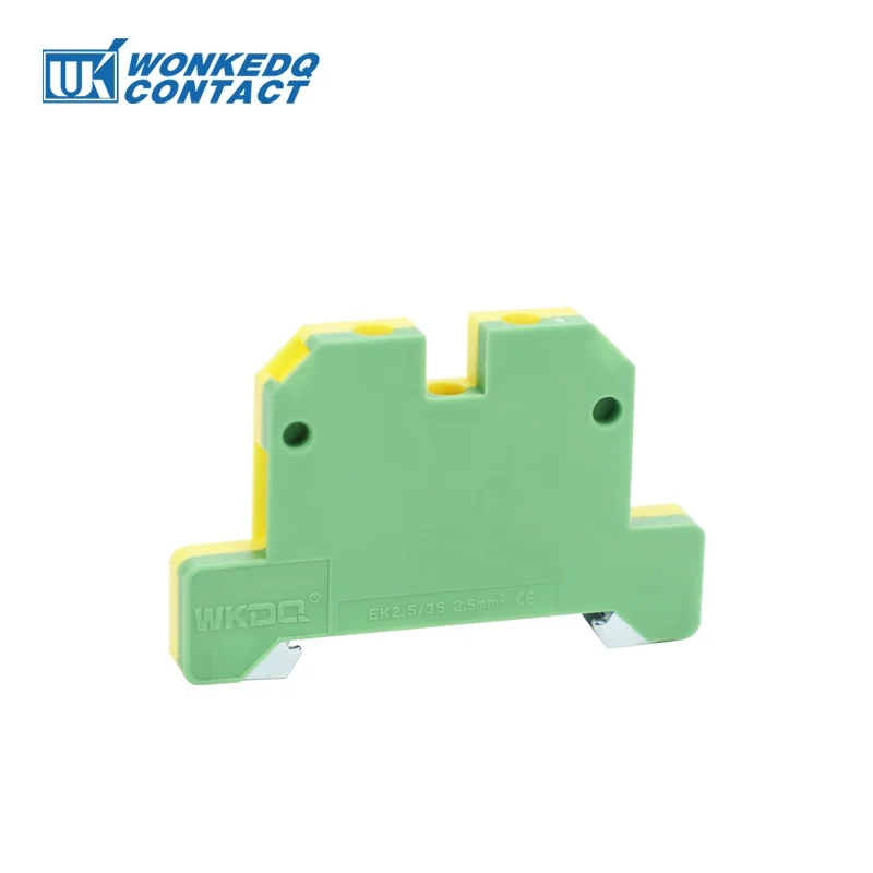 10Pcs EK2.5/35 Screw Connection Ground Earthing Terminals SAK 2.5 mm² Wire Electric Connector Din Terminal Block EK 2.5/35