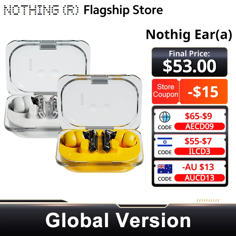 Global Version Nothing Ear (a) Bluetooth Earphone 45dB Active Noise Cancelling ANC Dynamic 42.5 hours listening Fashion Design — product photo 1 of 1