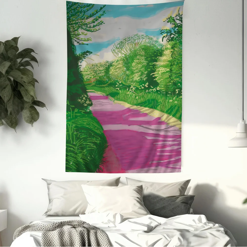 David Hockney Abstract Landscape Chart Tapestry Art Science Fiction Room Home Decor Cheap Hippie Wall Hanging