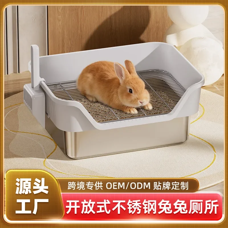 for Stainless Steel Rabbit Toilet Oversized Split Double Layer Raised Fence Anti Splash Special Potty Urinal for Pets Small