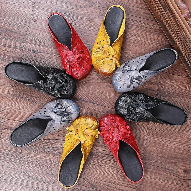 CEYANEAONew national wind fashion women\'s sandals summer retro skeleton hollow leather shoes selling handmade flowerscasualshoes