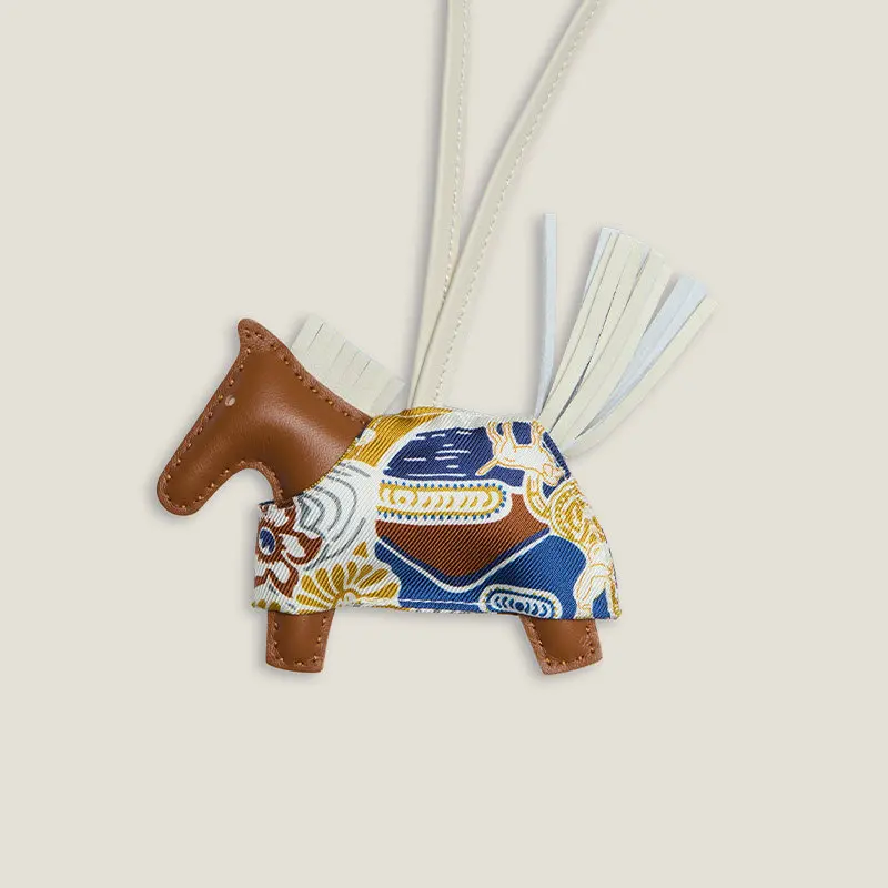 

2026 New Luxury Horse Bag Charm Hand Stitched Genuine Leather Silk Tassel Car Hanging Ornament Keychain