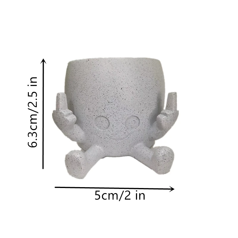 Fioriera Divertente Con Dito Medio - Vaso Per Piccole Piante In Resina, Arcobaleno, 8,9x10,2 Cm