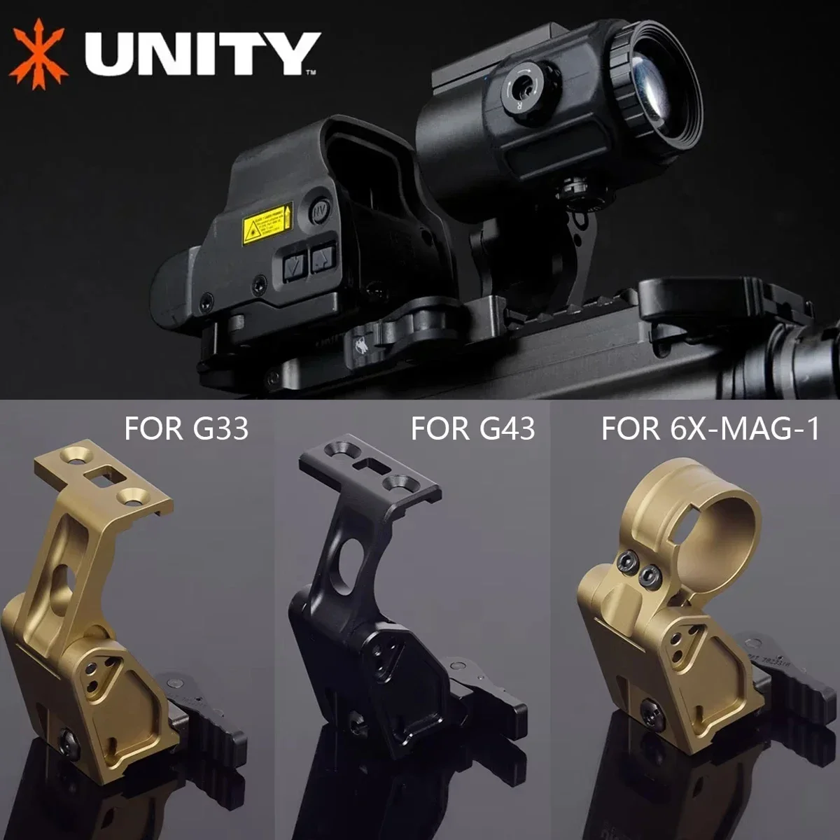 Tactical Unity FTC Mount For G43 G33 Magnifier 6X-Mag-1 FAST Riser Mount Airsoft Rifle 558 Holographic Red Dot Scope Hunting