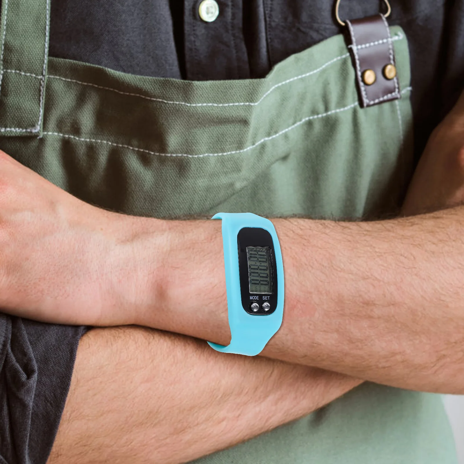 歩数計ウォッチステップカウンターリストバンドシリカゲルブルーフィットネストラッカーウォーキングランニング用多機能ポケットウォッチ