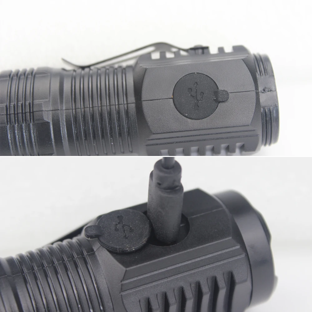 Mini Three Eyes LED Flashlight Torch USB Rechargeable Light Outdoor Camping Hunting Fishing Walking Riding Lighting Lamp