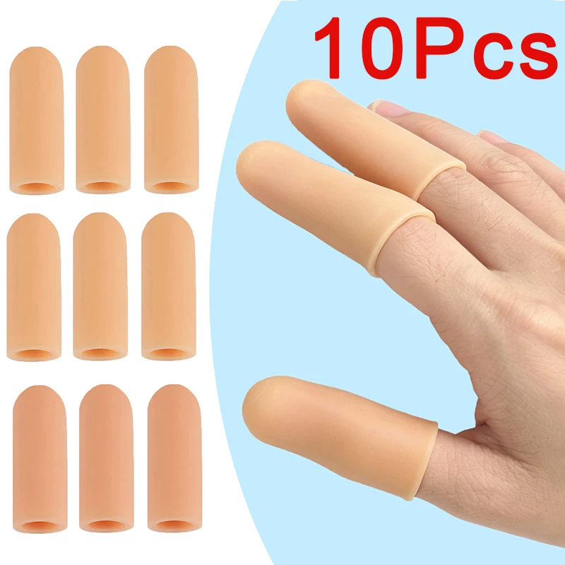 10Pcs Silicone Gel Tube Hand Bandage Finger Protector Anti-cut Heat Resistant Finger Sleeves Great Cooking Kitchen Tools
