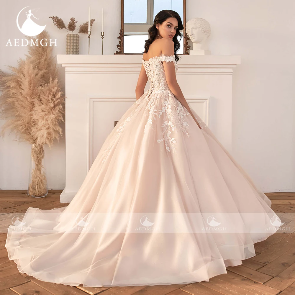 Aedmgh A-Line gaun pernikahan klasik Sweetheart Off The Shoulder Vestido De Novia indah applique gaun pengantin buatan khusus