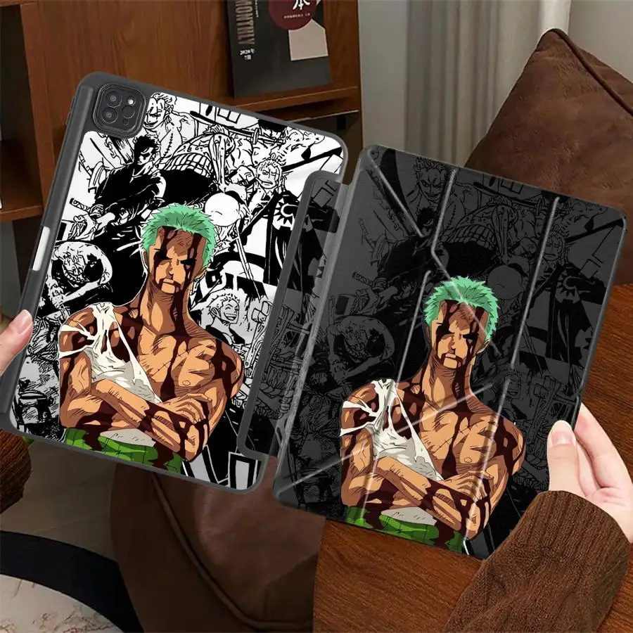 

Чехол-подставка Ones P-Piece Zoro для планшетов iPad Mini 6, 7, Pro 2025, Pro 11, 10, 9, 8, 7 поколений, 12.9 дюймов, Air 4, 5, M3, M2, 1, 2, M4, 11 дюймов