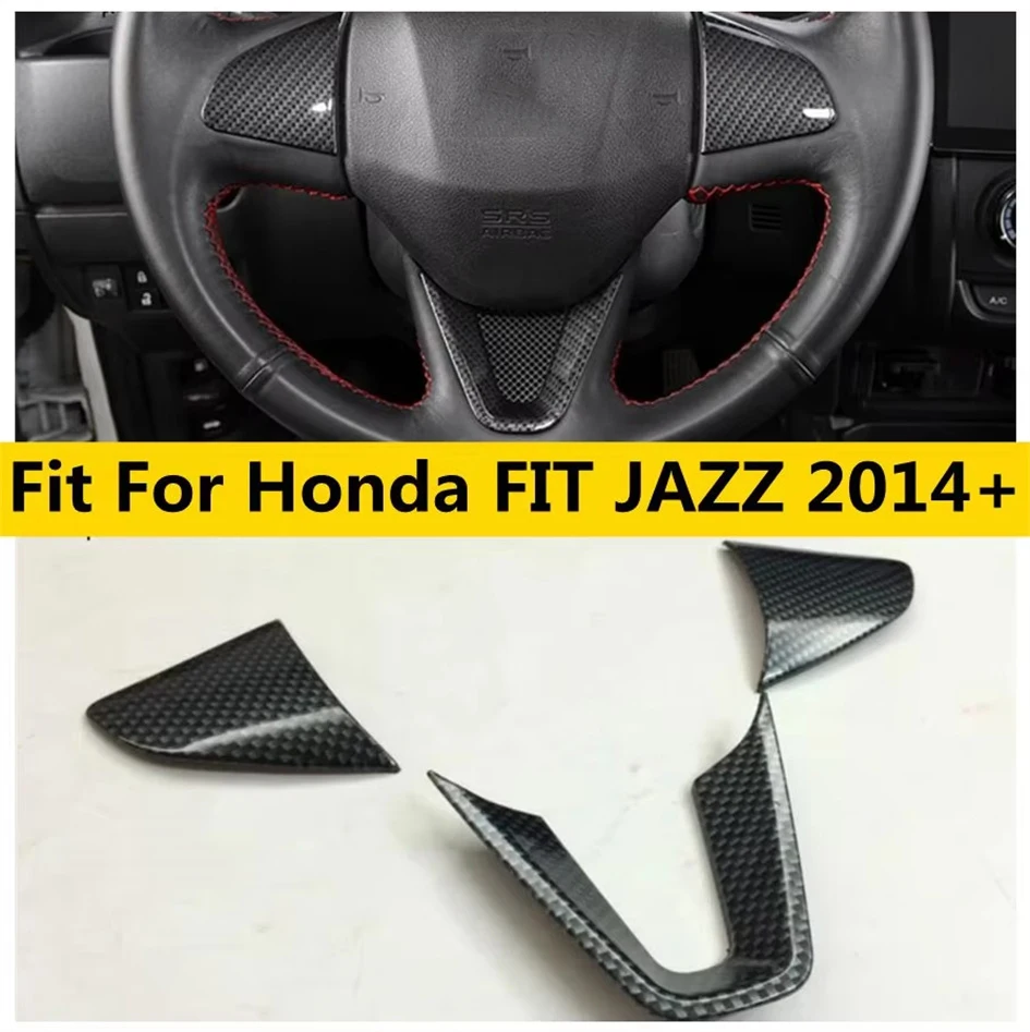 

ABS Carbon Fiber Look Steering Wheel Protector Decoration Frame Cover Trim Fit For Honda FIT JAZZ 2014 - 2018 Car Accessories