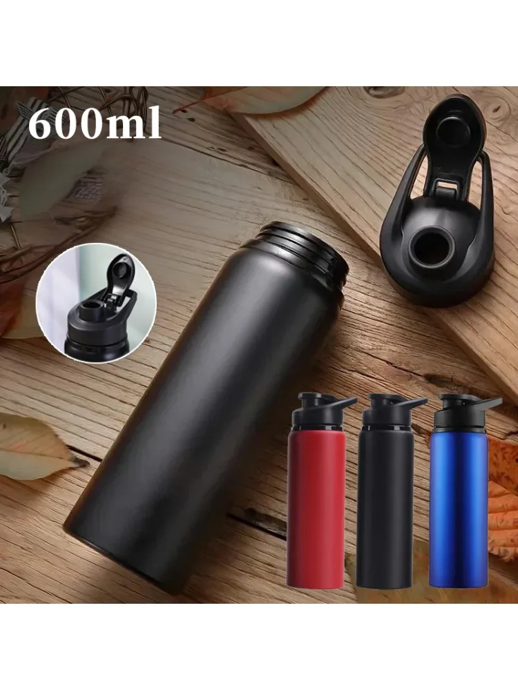 AliExpress NONE Outdoor Stainless Steel Water Bottle 600ml Leak Proof Large Capacity Sports Bike Travel Bottle for Camping Cycling