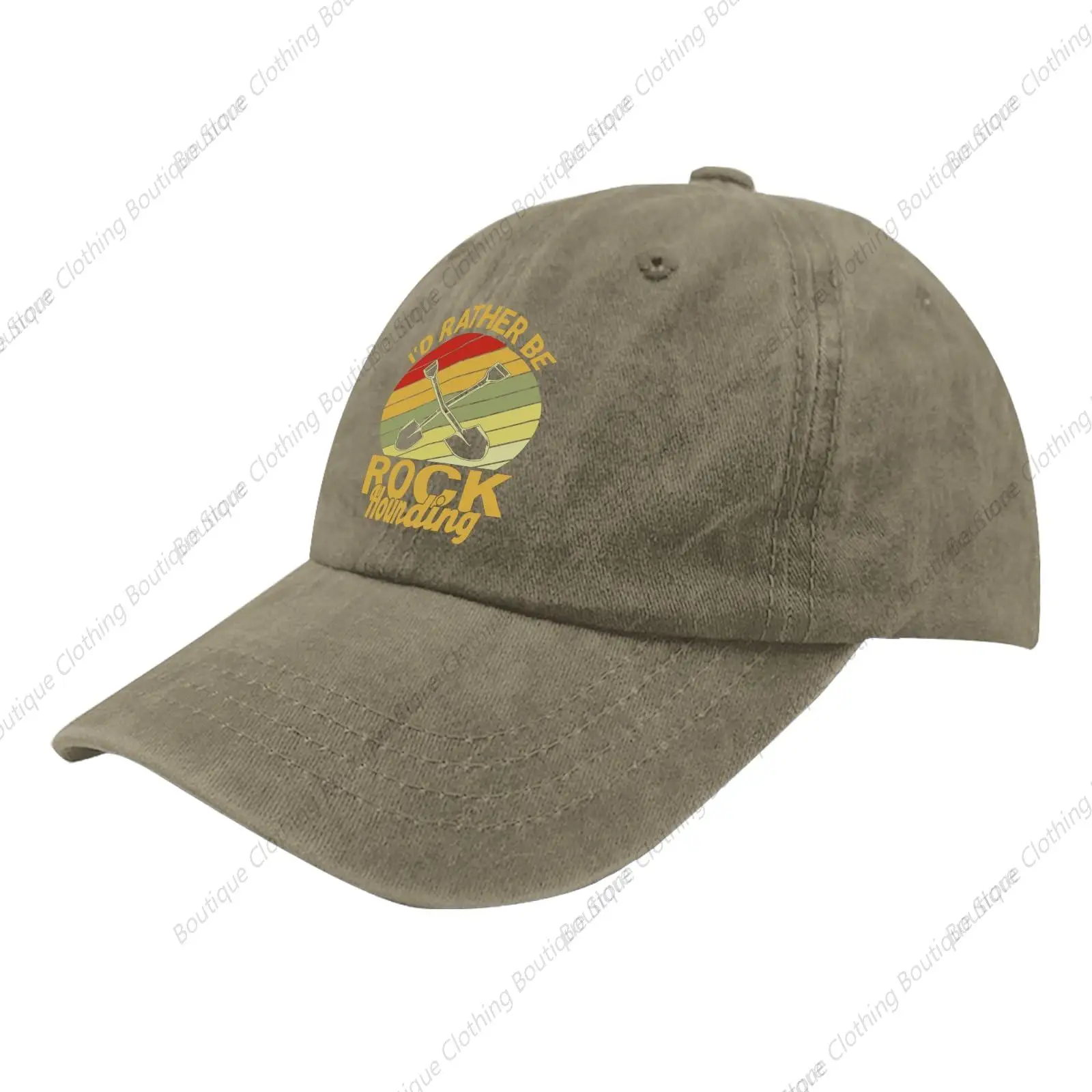 I'd Rather Be Rock Hounding Caps Music Hat Pigment Khaki Hats for Women Gifts for Her Golf Hat