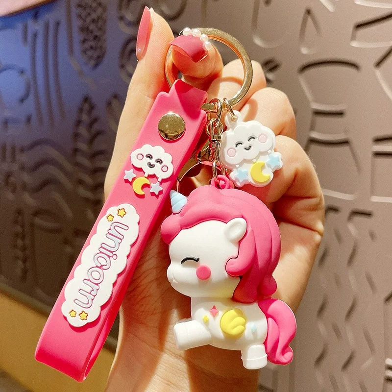 Cartoon Unicorn Keychain Pendant - Cute Fantasy Animal Themed Accessory for Keys
