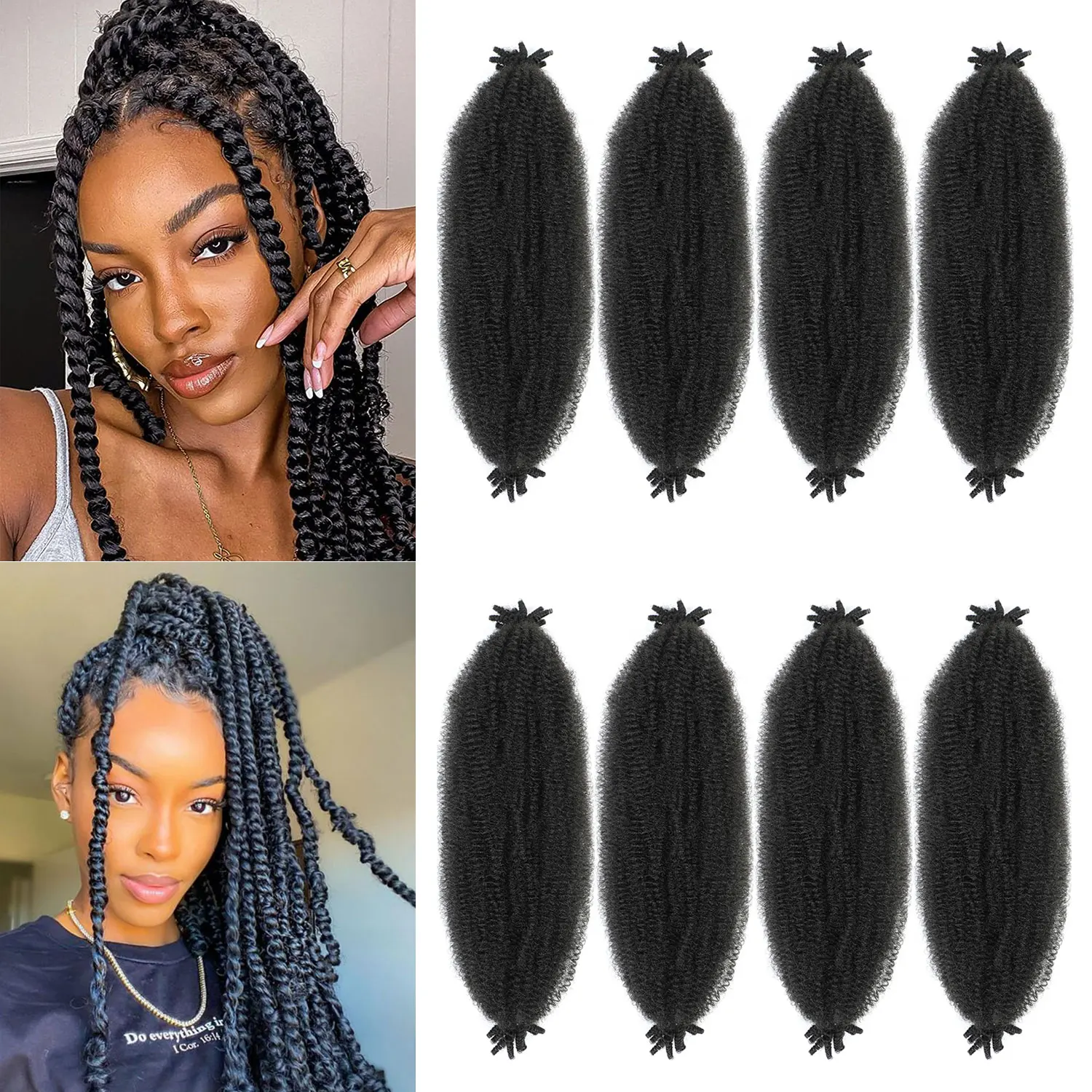 

SOKU Pre-Separated Springy Afro Twist Hair Pre Stretched Synthetic Braiding Hair Kinky Twist Crochet Hair for Black Women