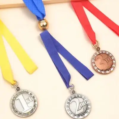 

3Pcs Award Medals Sports Competition Reward Prize Metal Decorative Medal for Game Marathon Party Achievement Recognition