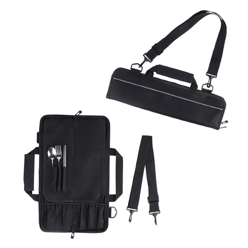 Portable Chef Knife Bag with Adjustable Straps Kitchen Cooking Chef Knife Carrying Storage Pockets Cooking Tools Accessories
