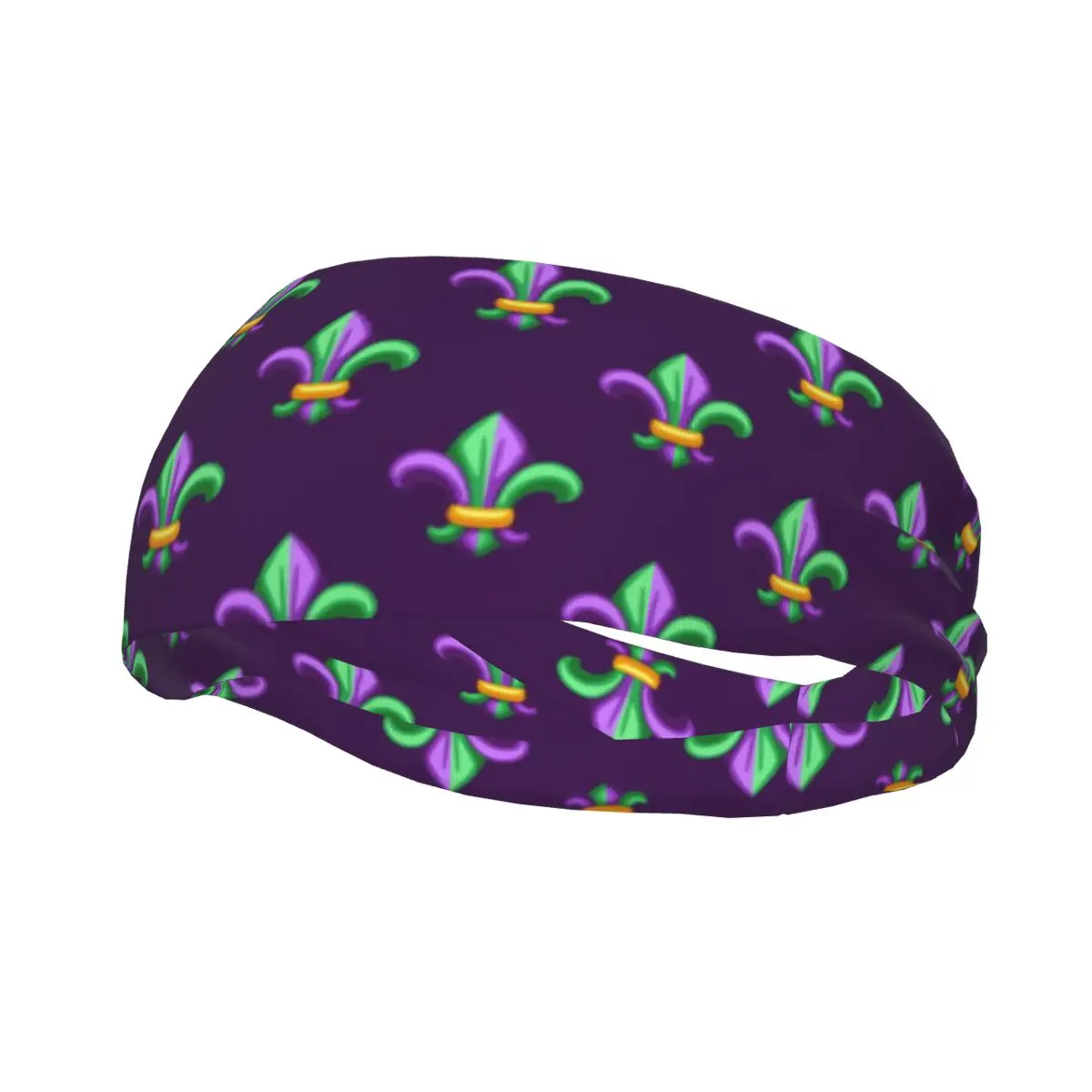 

Повязка на голову для занятий спортом, йогой, фитнесом, эластичная повязка на повязку для волос, эластичная повязка на голову Fleur De Lis в цветах Марди Гра