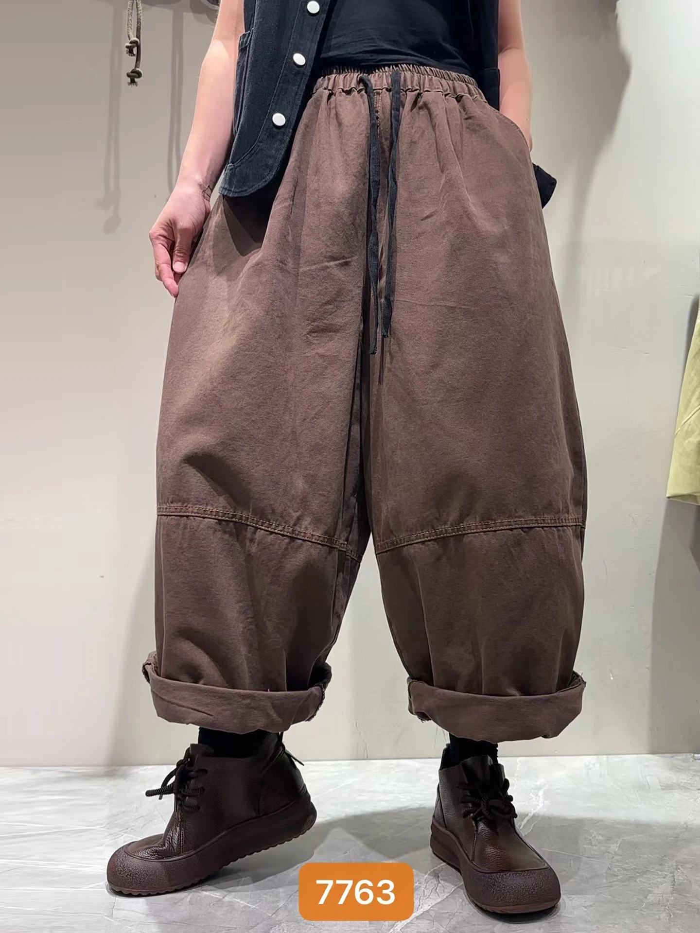 

Fashionable Loose Wide Leg Casual Pants Women's Nine Points Dad Pants Korean Artistic Meat Concealing Harlan Pants Autumn