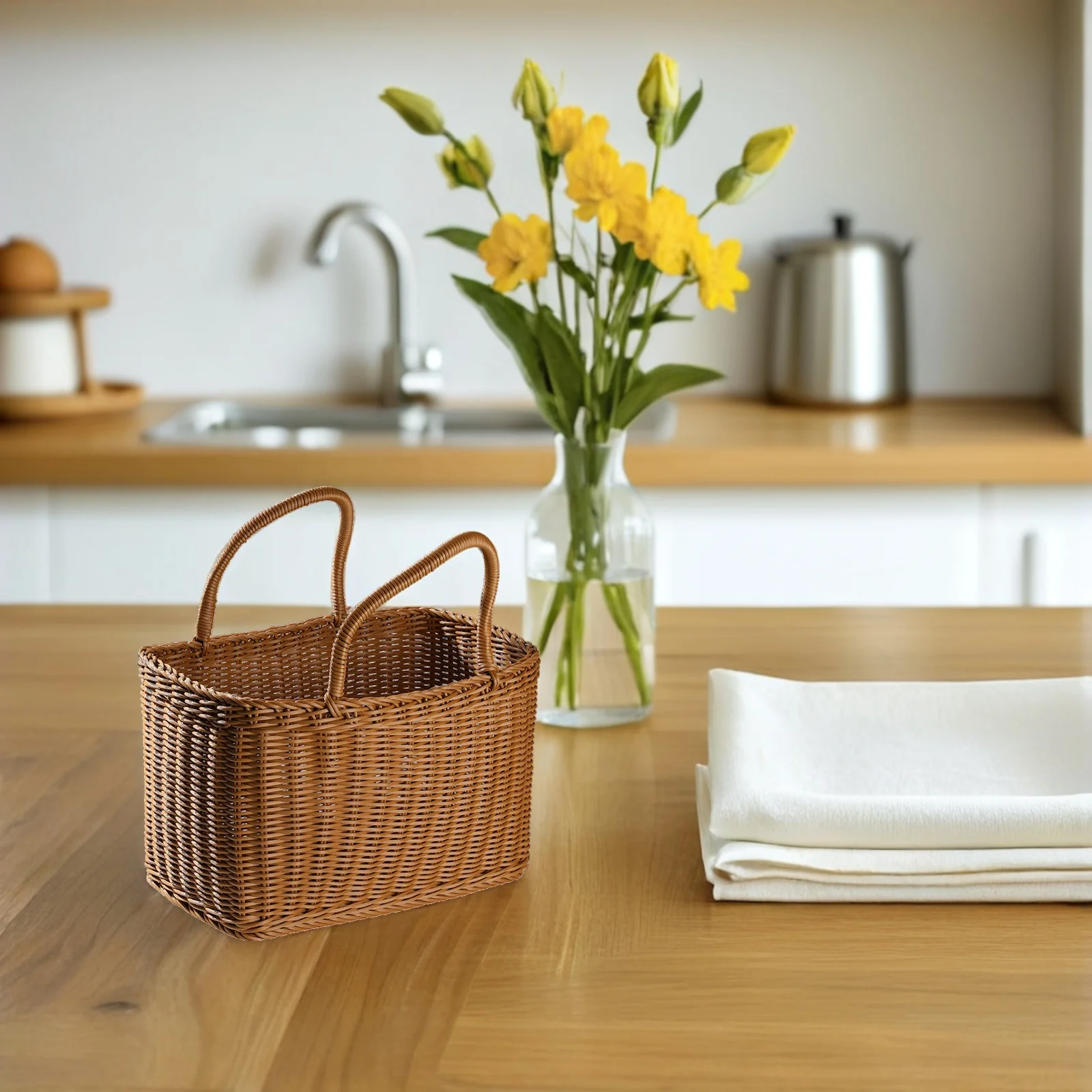

Woven Basket Retro Decorative Flower Storage Packing Vegetable Handmade Eco Material Home Gift Packing Basket Use
