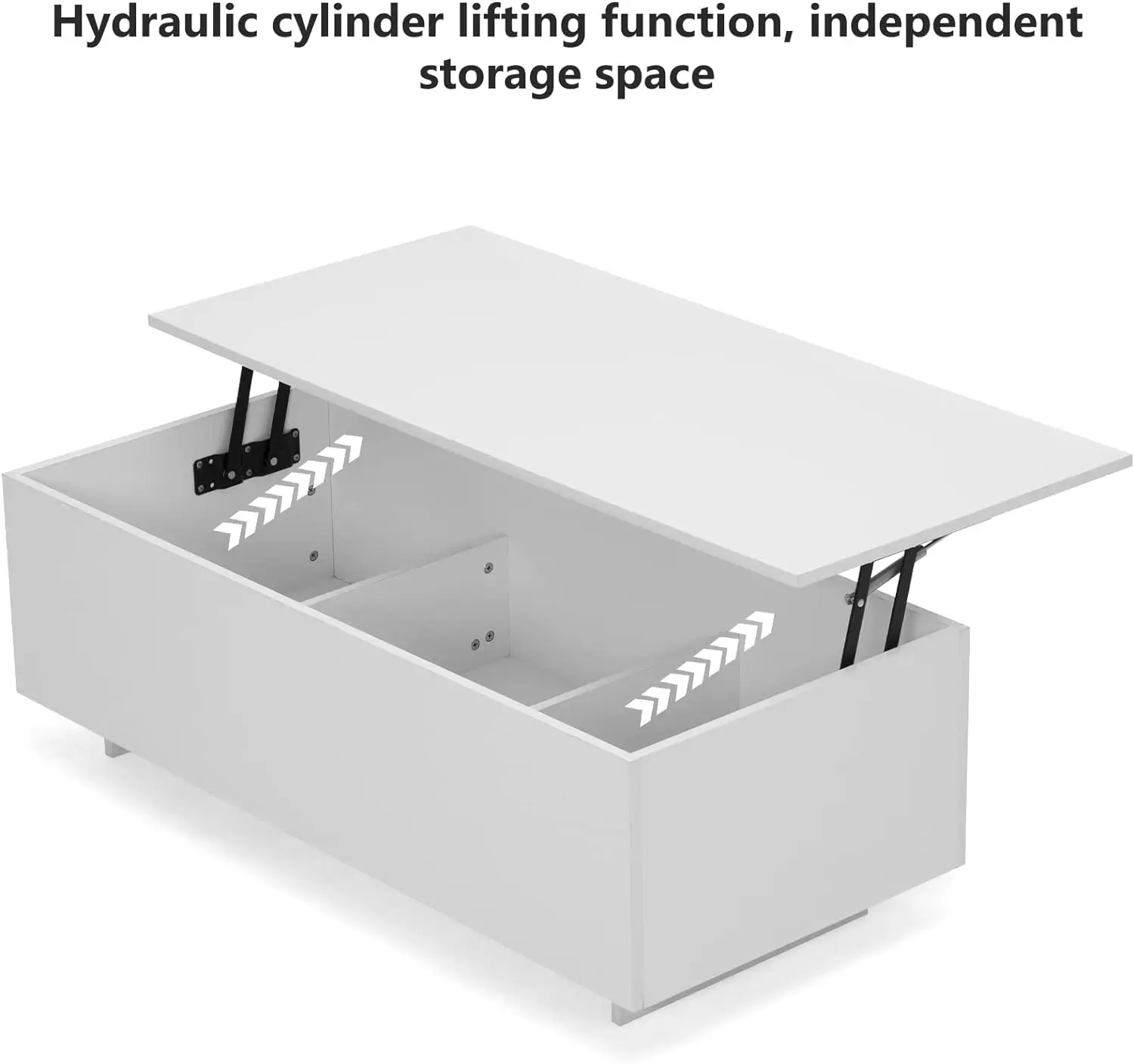 High Gloss Lift Top Table with Led Lights, Led Coffee Table with Storage Shelf and Hidden Compartment