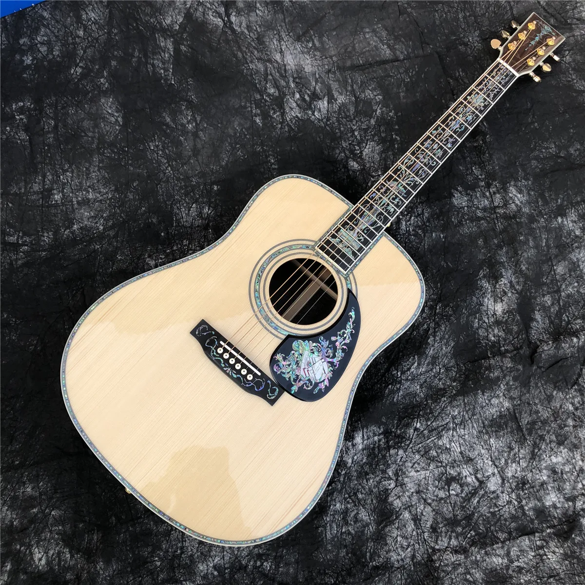 

Solid Wood Acoustic Guitar 41 Inch Spruce Rosewood Body Abalone Flowers Fingerboard Guitarra