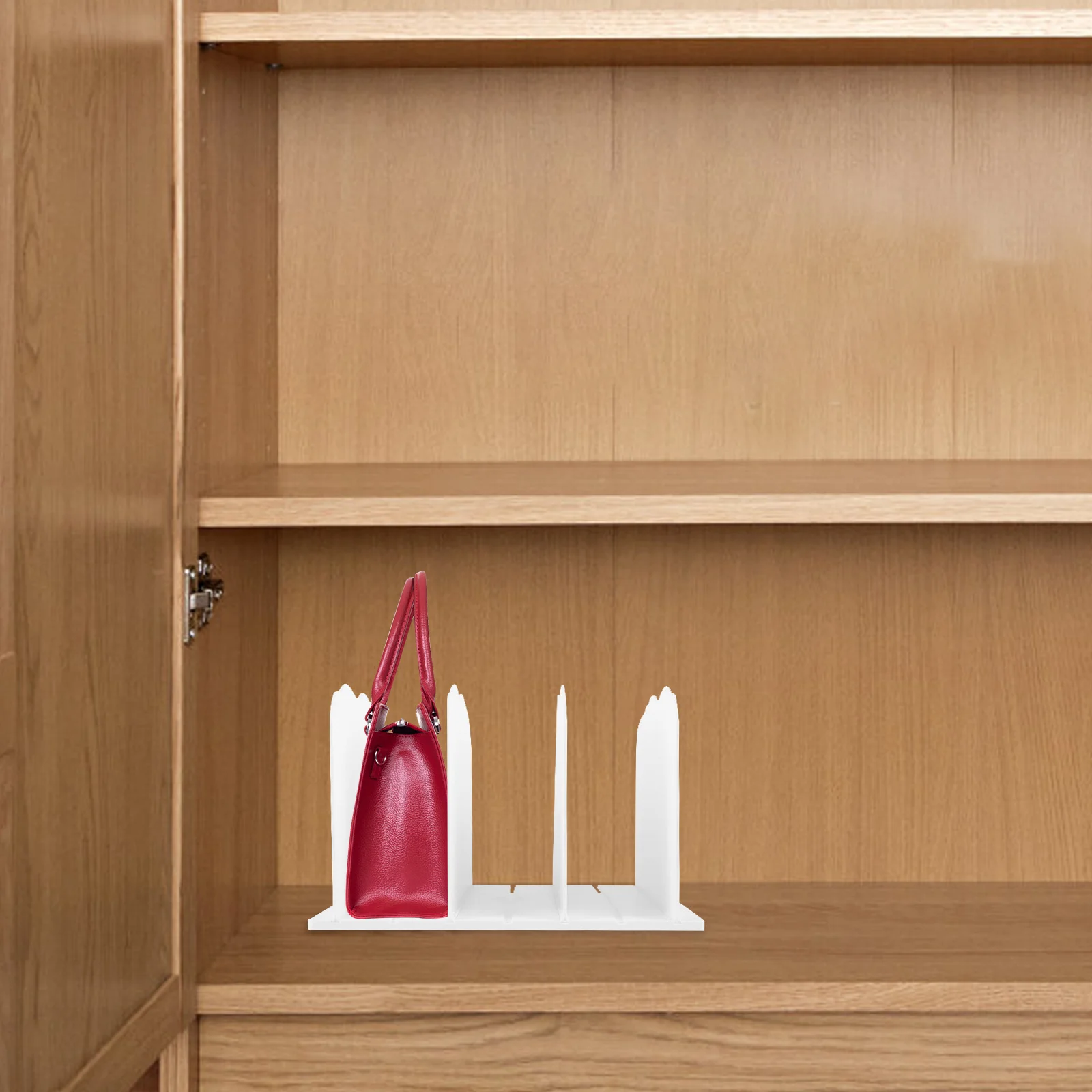 

Handbag Storage Organizer Plastic Adjustable Shelf Divider Stand for Closet Bag Sorting Gift Bag Holder Display Rack