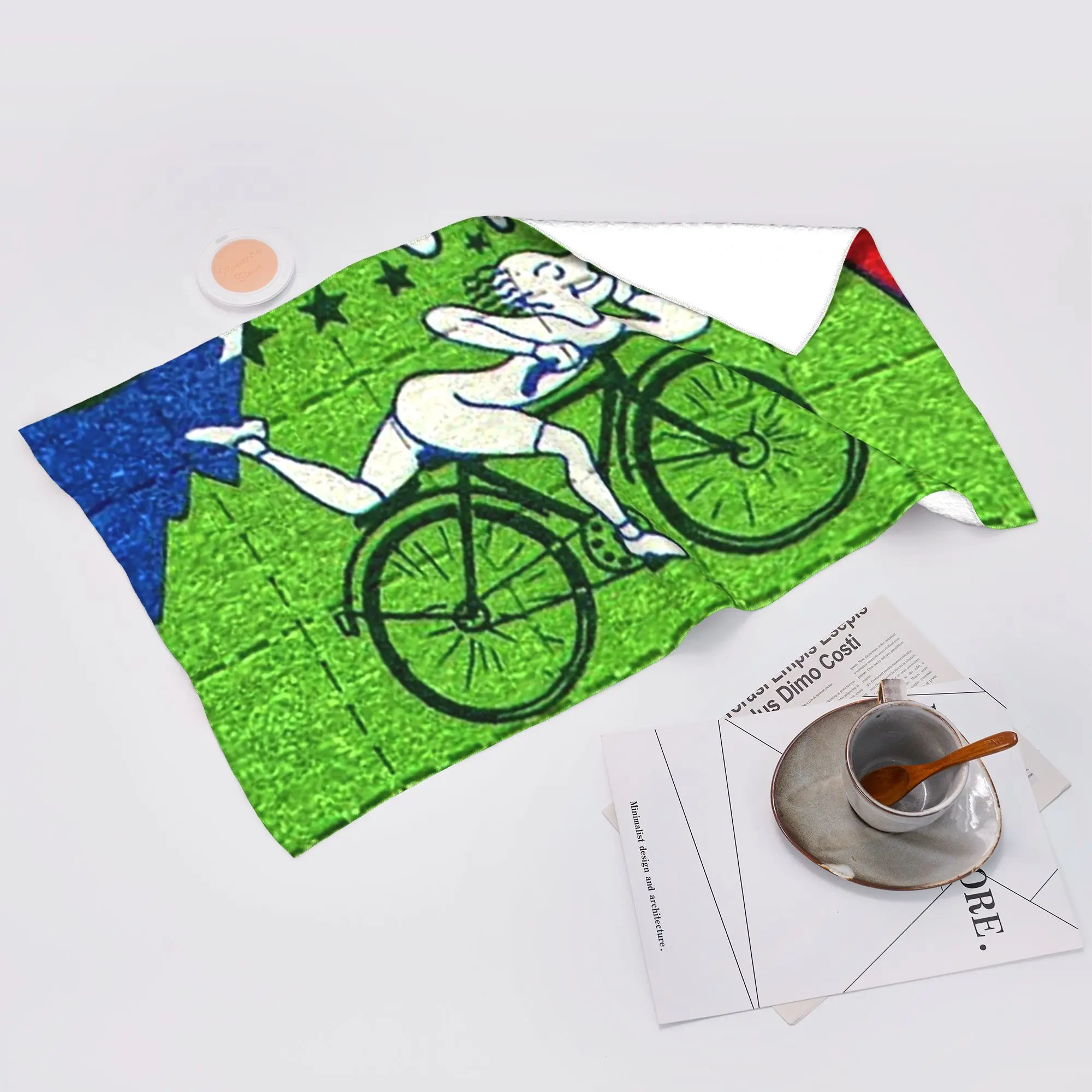 Custom Bicycle Day Lsd Blotter Art Tab Soft Face Towel Quick Dry Pool Bath Cotton Towels Absorbent